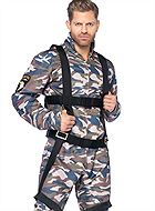 Paratrooper, costume jumpsuit, long sleeves, front zipper, camouflage (pattern)